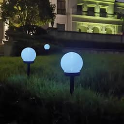 image-Modern Style Garden Solar Lawn Lights Outdoor Camping Landscape Urban Decorative LED Waterproof Circular Bulb Lamp Energy-saving