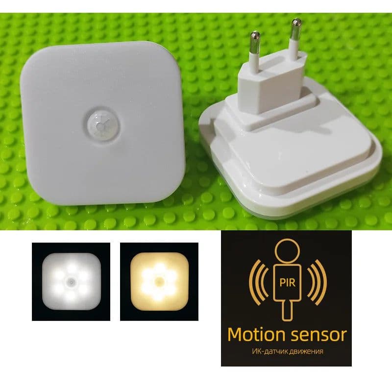image-Night Light With EU Plug Smart Motion Sensor LED Night Lamp Motion Sensor Light Home Staircase Closet Aisle WC Bedside Lamp A7