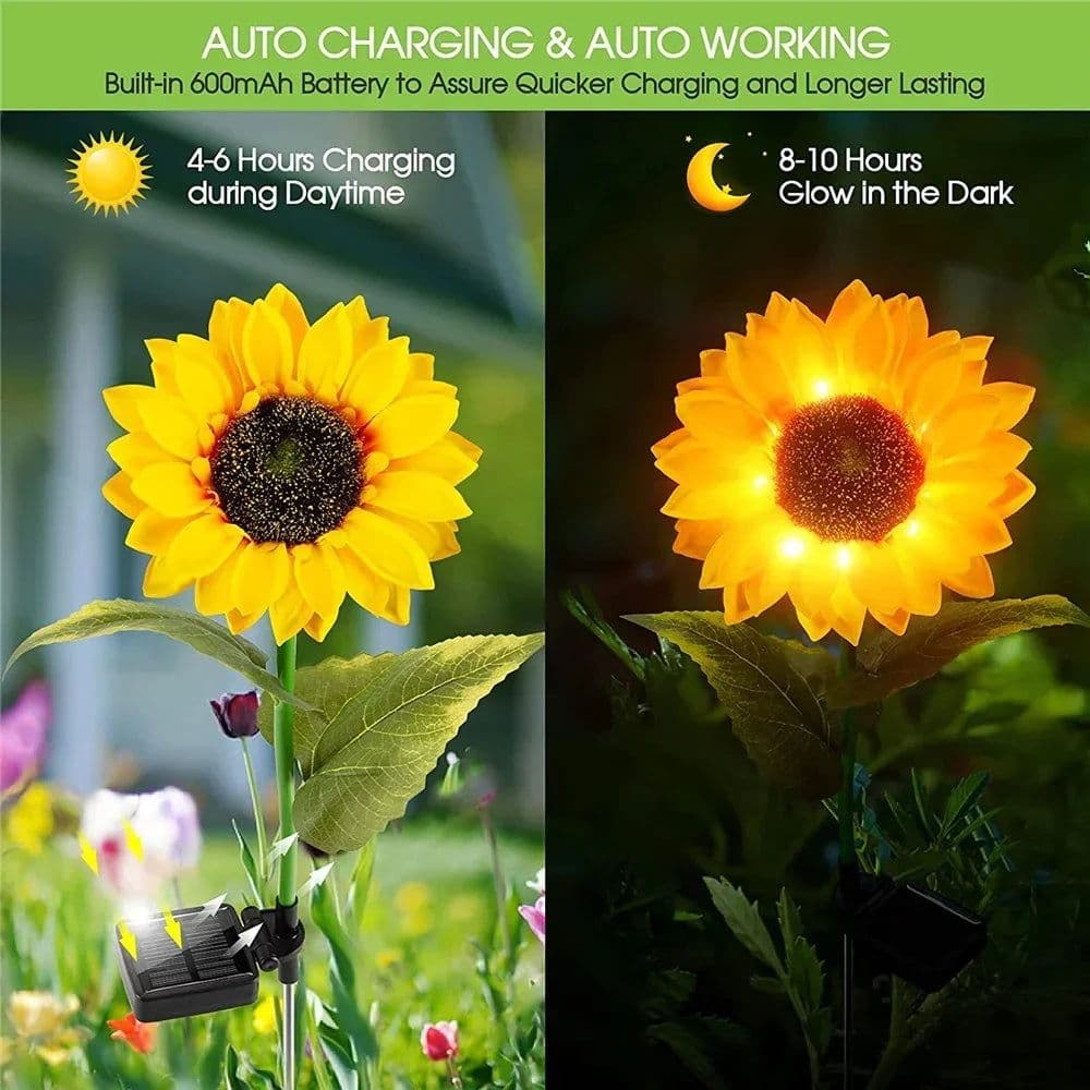 image-Solar Lights Outdoor Garden Decor Sunflower Ligts Waterproof Solar Outdoor Lamp Decorative Lights for Path Garden Patio Backyard