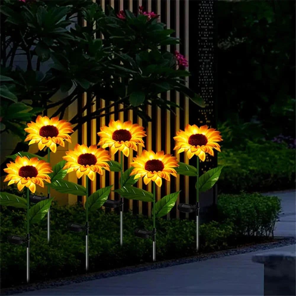 image-Solar Lights Outdoor Garden Decor Sunflower Ligts Waterproof Solar Outdoor Lamp Decorative Lights for Path Garden Patio Backyard