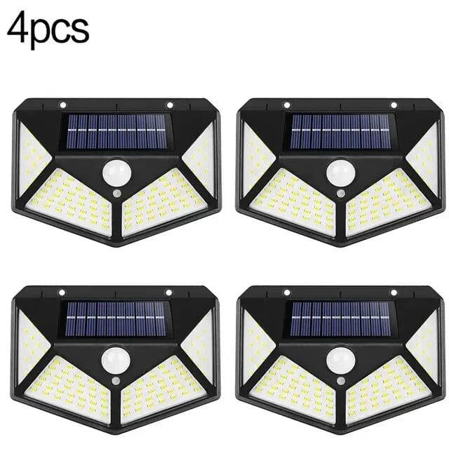 image-1~10PCS 100 LED Solar Wall Lamp Light 4 Sides Luminous With Motion Sensor Outdoor Garden Courtyard Waterproof Powered Sunlight