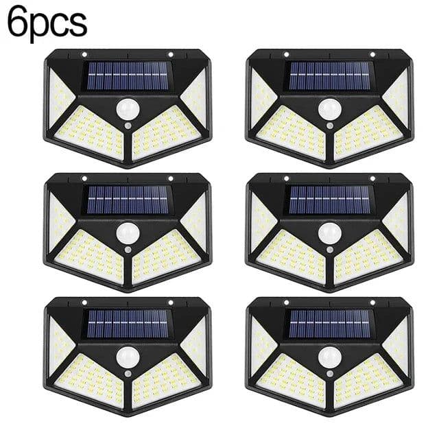 image-1~10PCS 100 LED Solar Wall Lamp Light 4 Sides Luminous With Motion Sensor Outdoor Garden Courtyard Waterproof Powered Sunlight
