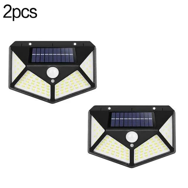 image-1~10PCS 100 LED Solar Wall Lamp Light 4 Sides Luminous With Motion Sensor Outdoor Garden Courtyard Waterproof Powered Sunlight