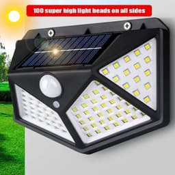 image-1~10PCS 100 LED Solar Wall Lamp Light 4 Sides Luminous With Motion Sensor Outdoor Garden Courtyard Waterproof Powered Sunlight