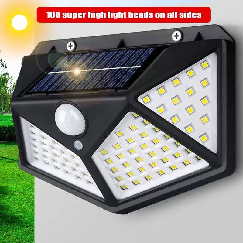 image-1~10PCS 100 LED Solar Wall Lamp Light 4 Sides Luminous With Motion Sensor Outdoor Garden Courtyard Waterproof Powered Sunlight