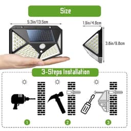 image-1~10PCS 100 LED Solar Wall Lamp Light 4 Sides Luminous With Motion Sensor Outdoor Garden Courtyard Waterproof Powered Sunlight