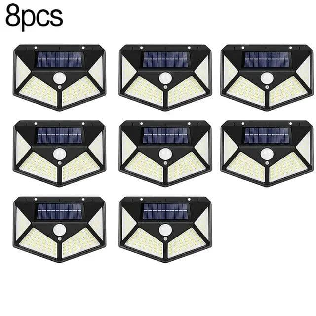 image-1~10PCS 100 LED Solar Wall Lamp Light 4 Sides Luminous With Motion Sensor Outdoor Garden Courtyard Waterproof Powered Sunlight