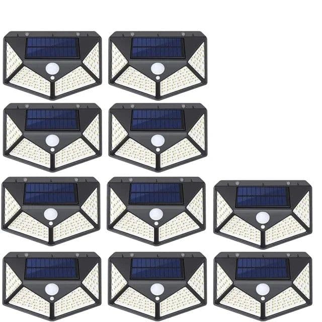 image-1~10PCS 100 LED Solar Wall Lamp Light 4 Sides Luminous With Motion Sensor Outdoor Garden Courtyard Waterproof Powered Sunlight