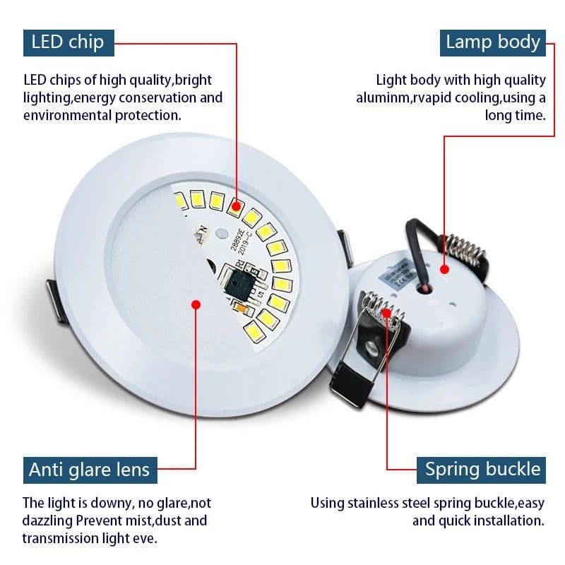 image-LED Downlight Recessed Ceiling Spotlight AC 220V 3W 5W 7W 9W 12W 15W Round Ceiling Spots Lamp For Livingroom Kitchen Bathroom