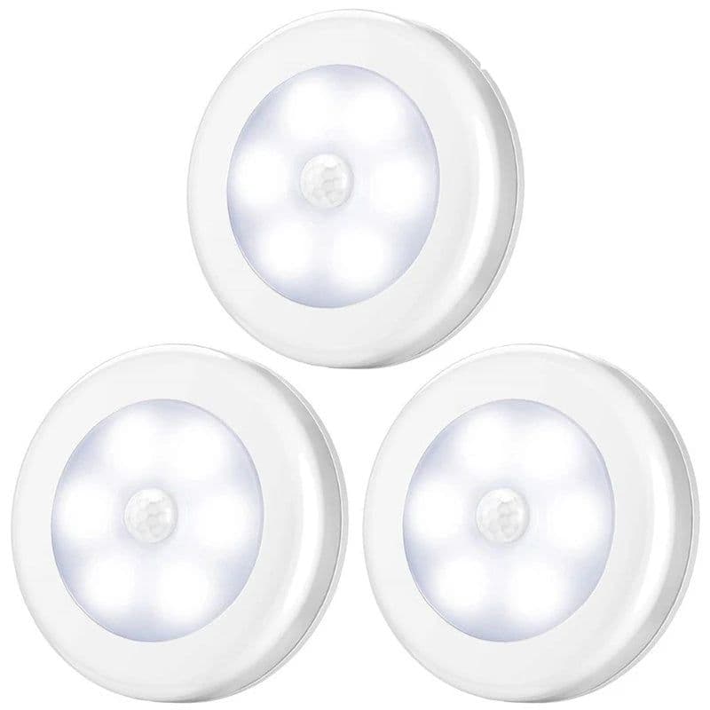 image-Wireless Round Motion Sensor LED Night Light Battery Powered Cabinet Night Lamp Bedside Lights For Bedroom Home Closet Lighting