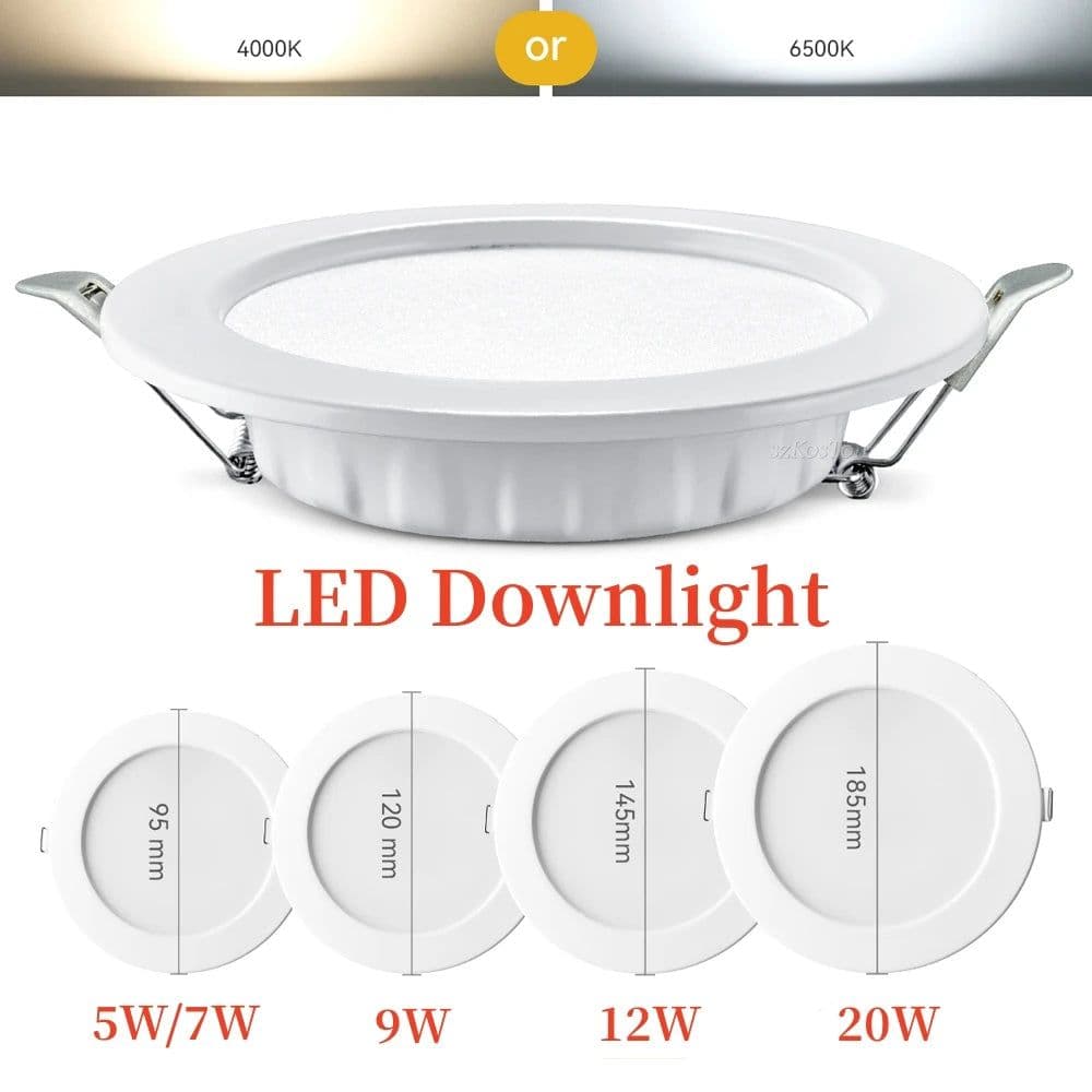 image-LED Downlight Recessed Ceiling Lamp 5W 7W 9W 12W 20W AC220V Cold White LED Spotlight for Living Room Corridor Bathroom Kitchen