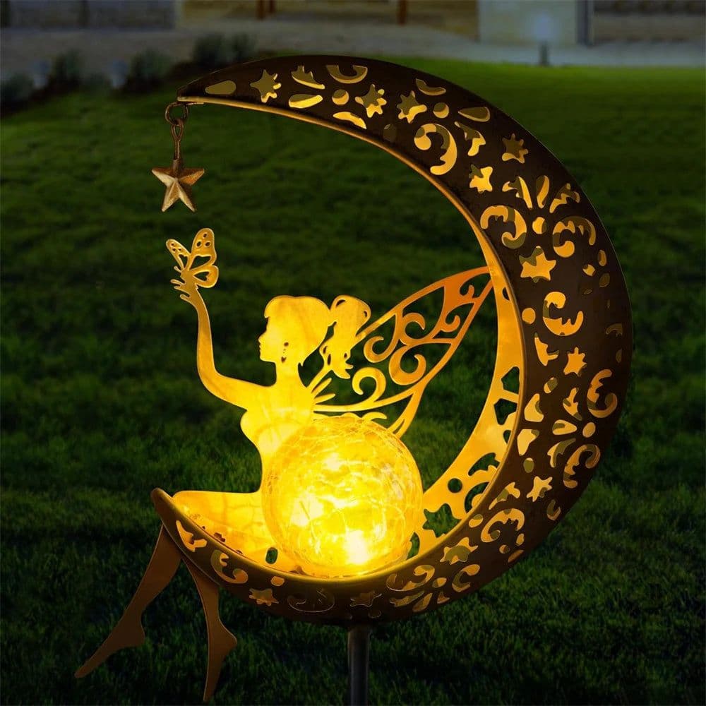 image-Fairy Solar Lights Outdoor Garden Decorative Lamp with Warm Light Waterproof Metal Decoration for Patio, Pathway or Yard Decor