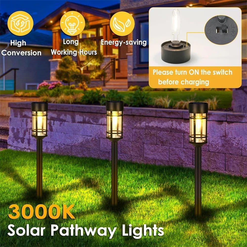 image-Solar Pathway Lights Outdoor LED Solar Garden Lights Solar Landscape Lights for Lawn Yard Walkway Driveway Decorations