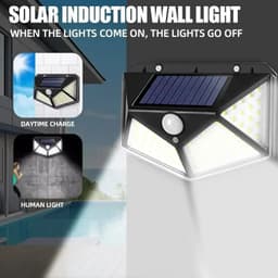 image-1PC Solar Light Outdoor 100 LED Wall Lamp PIR Motion Sensor Lamp Waterproof Stairs Lights for Courtyard Garden Street Decoration