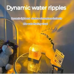 image-Dynamic Rotating Water Ripple Projector Night Light 3/16 Colors Flame Crystal Lamp for Living Room Study Bedroom Rotating Light