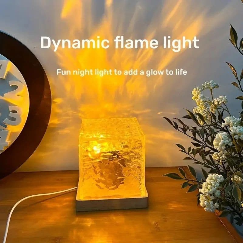 image-Dynamic Rotating Water Ripple Projector Night Light 3/16 Colors Flame Crystal Lamp for Living Room Study Bedroom Rotating Light