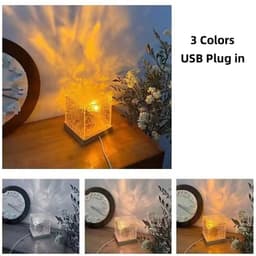 image-Dynamic Rotating Water Ripple Projector Night Light 3/16 Colors Flame Crystal Lamp for Living Room Study Bedroom Rotating Light