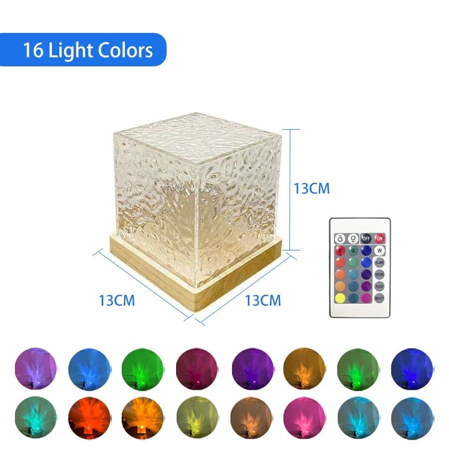 image-Dynamic Rotating Water Ripple Projector Night Light 3/16 Colors Flame Crystal Lamp for Living Room Study Bedroom Rotating Light