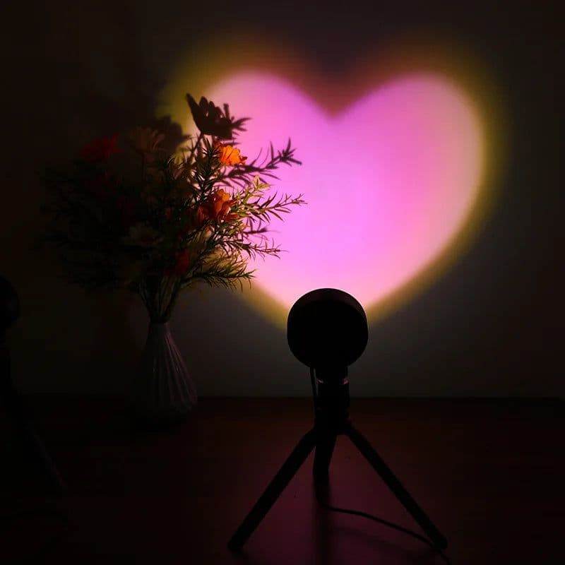 image-Heart-shaped Table Lamp Projector Sunset Lamp Ambient Night Light Photography Party Bedroom Xmas Room Home Decor