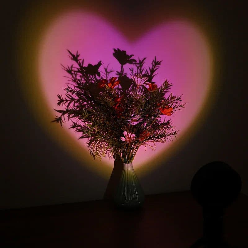image-Heart-shaped Table Lamp Projector Sunset Lamp Ambient Night Light Photography Party Bedroom Xmas Room Home Decor