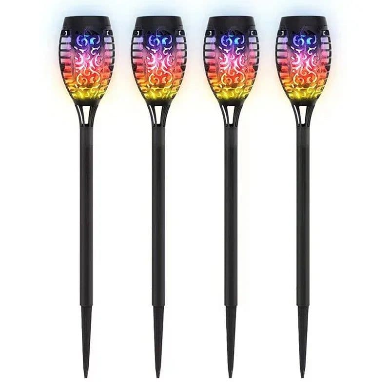 image-1/2/4/6/8Pcs 12/96LED Solar Flame Torch Lights Flickering Lamp Waterproof Garden Decoration Outdoor Lawn Path Yard Patio 5 Color