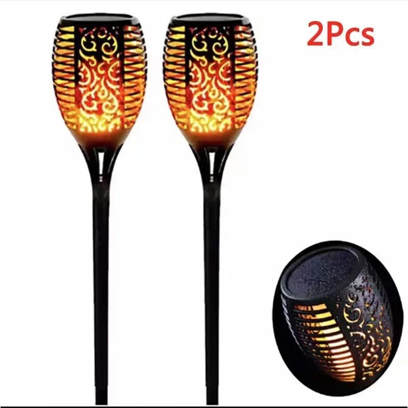 image-1/2/4/6/8Pcs 12/96LED Solar Flame Torch Lights Flickering Lamp Waterproof Garden Decoration Outdoor Lawn Path Yard Patio 5 Color