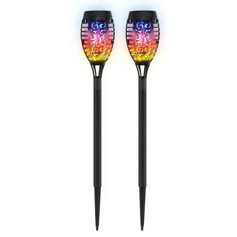 image-1/2/4/6/8Pcs 12/96LED Solar Flame Torch Lights Flickering Lamp Waterproof Garden Decoration Outdoor Lawn Path Yard Patio 5 Color
