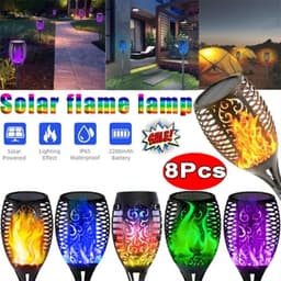 image-1/2/4/6/8Pcs 12/96LED Solar Flame Torch Lights Flickering Lamp Waterproof Garden Decoration Outdoor Lawn Path Yard Patio 5 Color