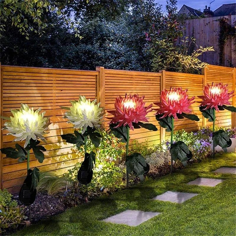 image-Chrysanthemum LED Solar Light Plug-in Garden Landscape Waterproof Lamp for Courtyard Simulation Flower Lawn Stakes Decoration