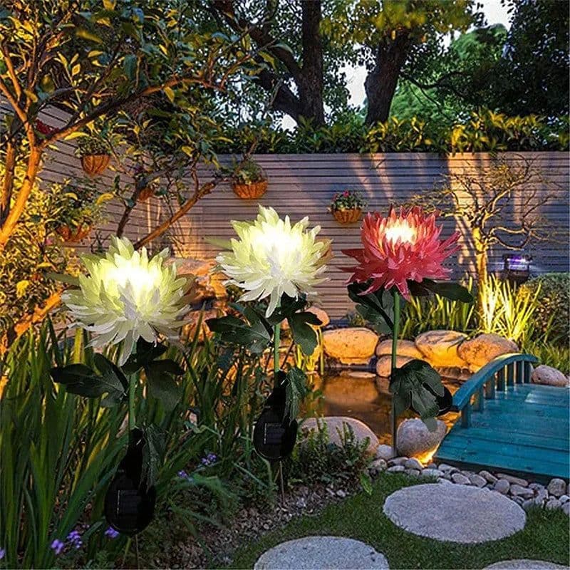 image-Chrysanthemum LED Solar Light Plug-in Garden Landscape Waterproof Lamp for Courtyard Simulation Flower Lawn Stakes Decoration