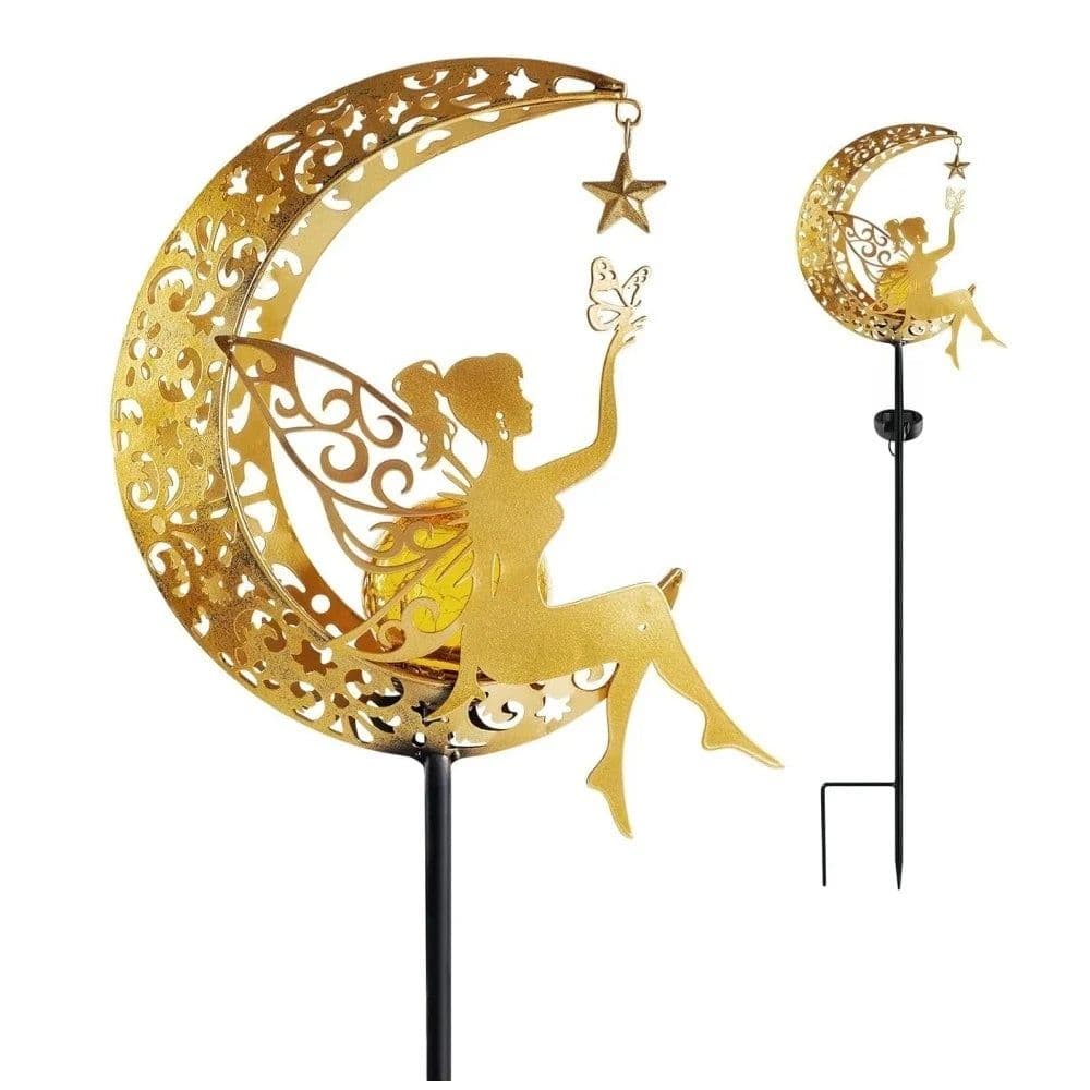 image-Solar Moon Fairy Lamp Outdoor Garden Iron Flower Fairy Ground Insertion Lamp Lawn Courtyard Decorative Light