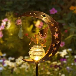 image-Solar Moon Fairy Lamp Outdoor Garden Iron Flower Fairy Ground Insertion Lamp Lawn Courtyard Decorative Light