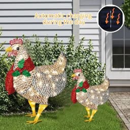 image-Courtyard Christmas Led Night Lights Solar Light Outside Garden Decoration Ornaments Chicken Hen Glowing Pastoral Chickens Lamps