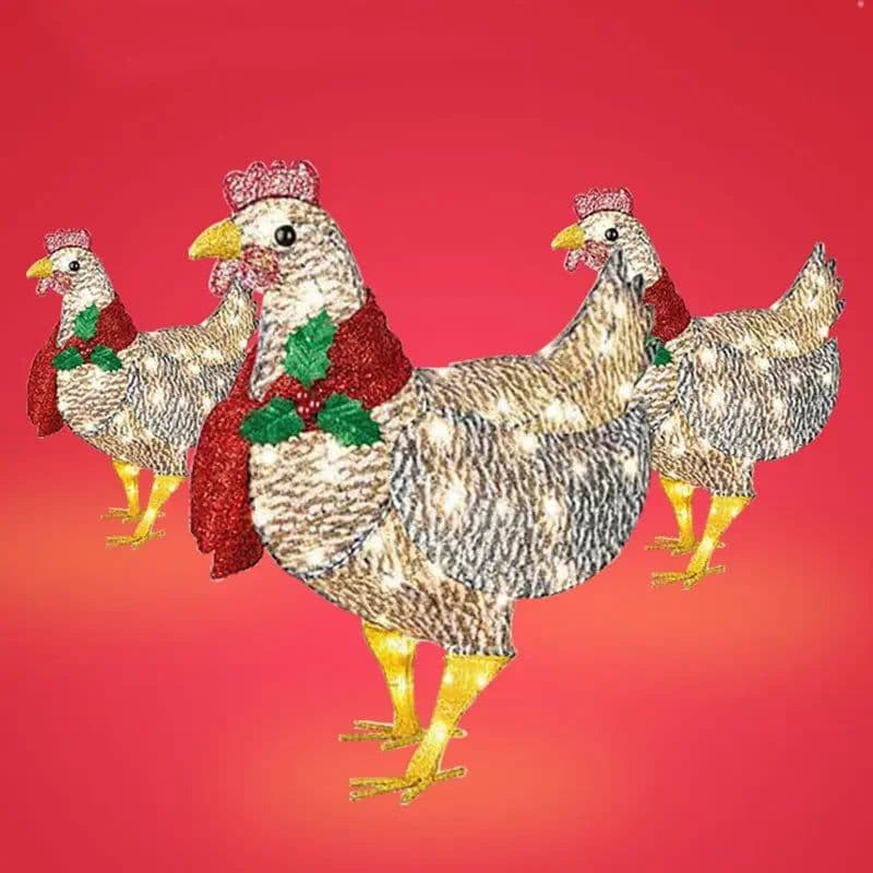 image-Courtyard Christmas Led Night Lights Solar Light Outside Garden Decoration Ornaments Chicken Hen Glowing Pastoral Chickens Lamps