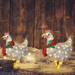 image-Courtyard Christmas Led Night Lights Solar Light Outside Garden Decoration Ornaments Chicken Hen Glowing Pastoral Chickens Lamps