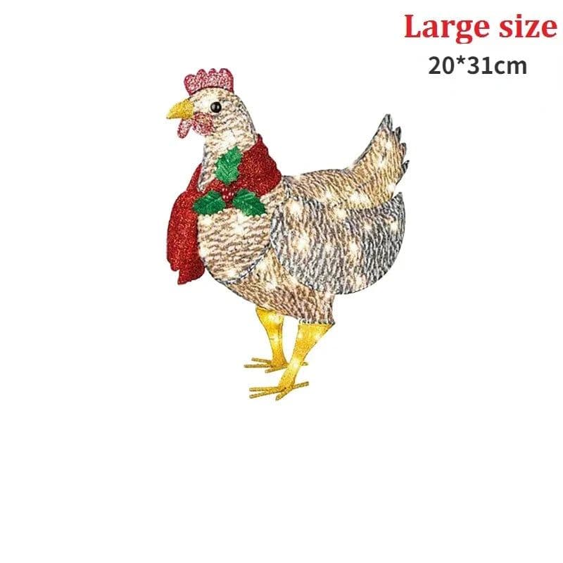 image-Courtyard Christmas Led Night Lights Solar Light Outside Garden Decoration Ornaments Chicken Hen Glowing Pastoral Chickens Lamps