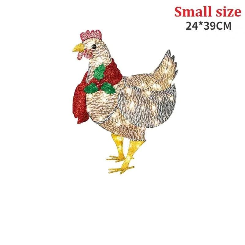 image-Courtyard Christmas Led Night Lights Solar Light Outside Garden Decoration Ornaments Chicken Hen Glowing Pastoral Chickens Lamps