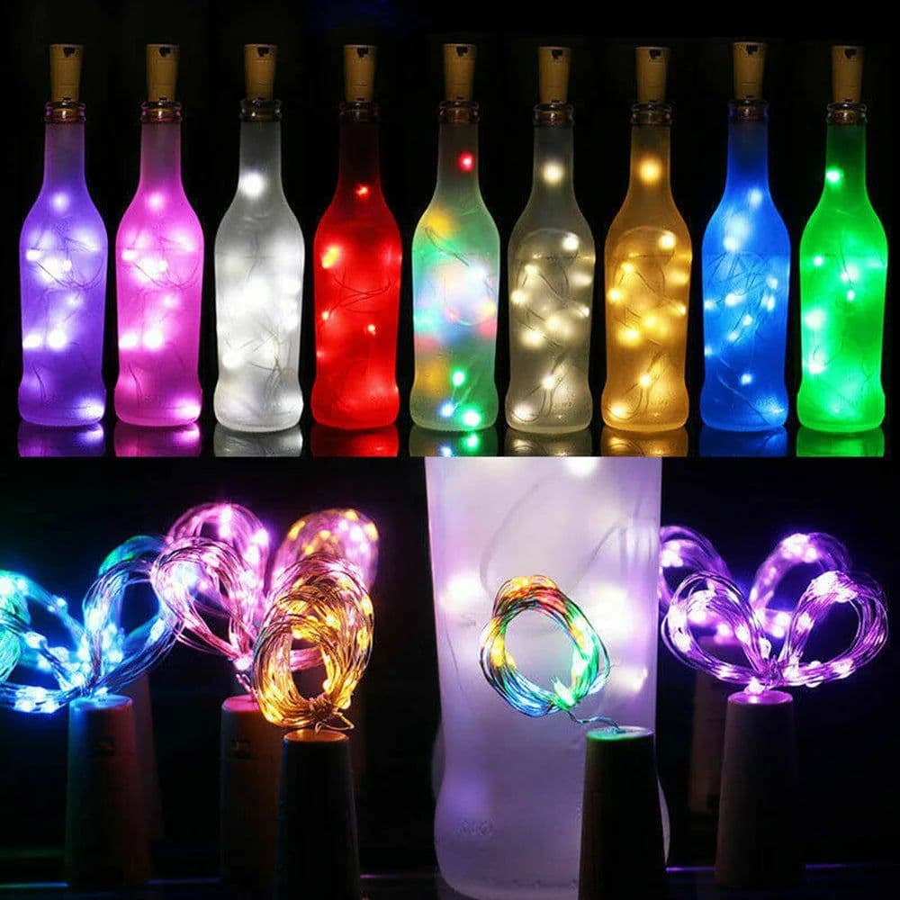 image-Solar Wine Bottle String Light 2M 20LEDs Copper Wire Fairy Lights Cork Shape Christmas Lamp for Wedding Party Garden Decor