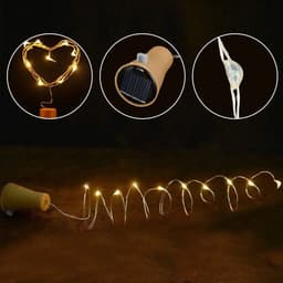 image-Solar Wine Bottle String Light 2M 20LEDs Copper Wire Fairy Lights Cork Shape Christmas Lamp for Wedding Party Garden Decor
