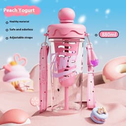 image-Portable Lanyard Strap Plastic Cup Large Capacity Tea Water Separation Water Cup