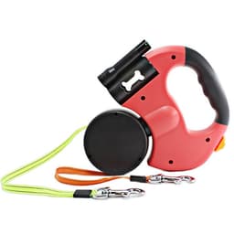 image-Dual Headed Pet Leashes with Flashlight Garbage Bag Box Automatic Retractable Dogs Traction Rope