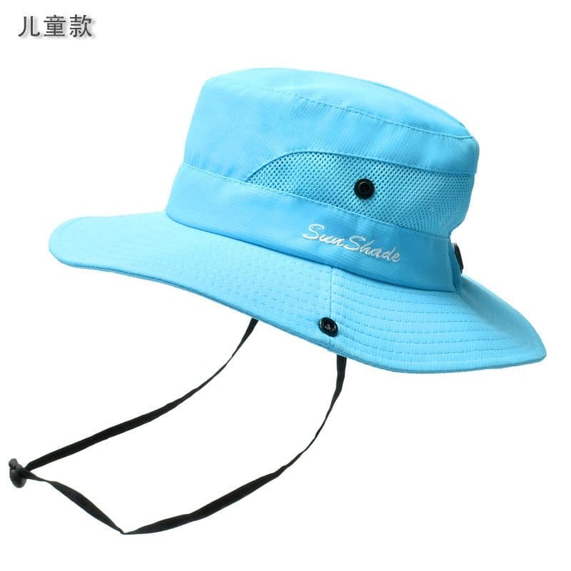 image-9002 Summer Ladies Outdoor Sunshade Hat Horsetail Hole Fisherman Hat Sunscreen Sun Hat Breathable Mountaineering Hat Parent-child Model