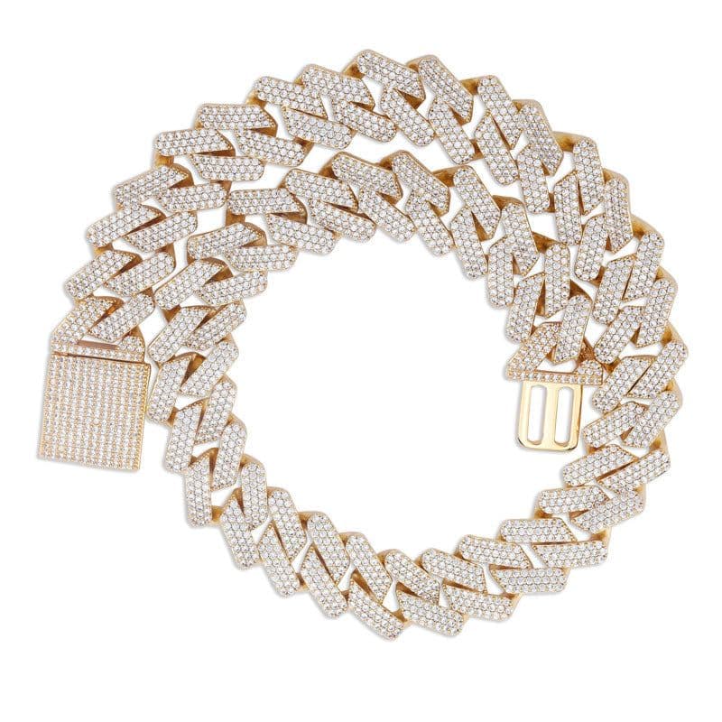 image-European and American new style 20MM box buckle Miami Cuban chain full of zircon hip hop men's necklace Jinao jewelry