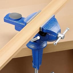 image-VEVOR Bench Vise, 3 Inch, Portable Workbench Vice with 360° Swivel Base, Quick Release Rotating Bench Clamp, Raised Base, Cast Iron Construction, for Woodworking, Metalworking, Drilling, and Cutting