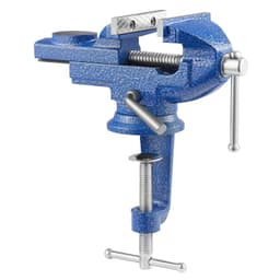 image-VEVOR Bench Vise, 3 Inch, Portable Workbench Vice with 360° Swivel Base, Quick Release Rotating Bench Clamp, Raised Base, Cast Iron Construction, for Woodworking, Metalworking, Drilling, and Cutting
