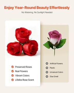 image-VEVOR Forever Flowers, 50 Preserved Roses in a Heart Shape Box, Eternal Flowers Immortal Bouquet Birthday Present for Delivery Prime Women Her Wife Mothers, Anniversary, Valentine's Day,Christmas, Red