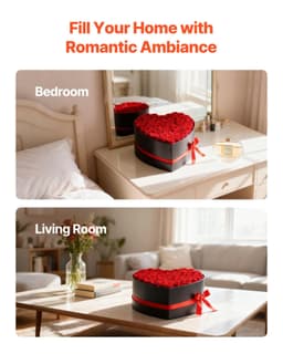 image-VEVOR Forever Flowers, 50 Preserved Roses in a Heart Shape Box, Eternal Flowers Immortal Bouquet Birthday Present for Delivery Prime Women Her Wife Mothers, Anniversary, Valentine's Day,Christmas, Red