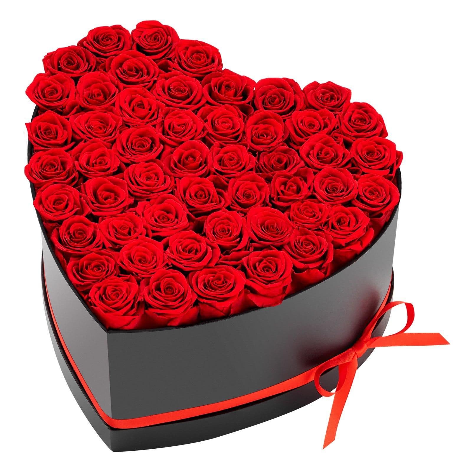 image-VEVOR Forever Flowers, 50 Preserved Roses in a Heart Shape Box, Eternal Flowers Immortal Bouquet Birthday Present for Delivery Prime Women Her Wife Mothers, Anniversary, Valentine's Day,Christmas, Red