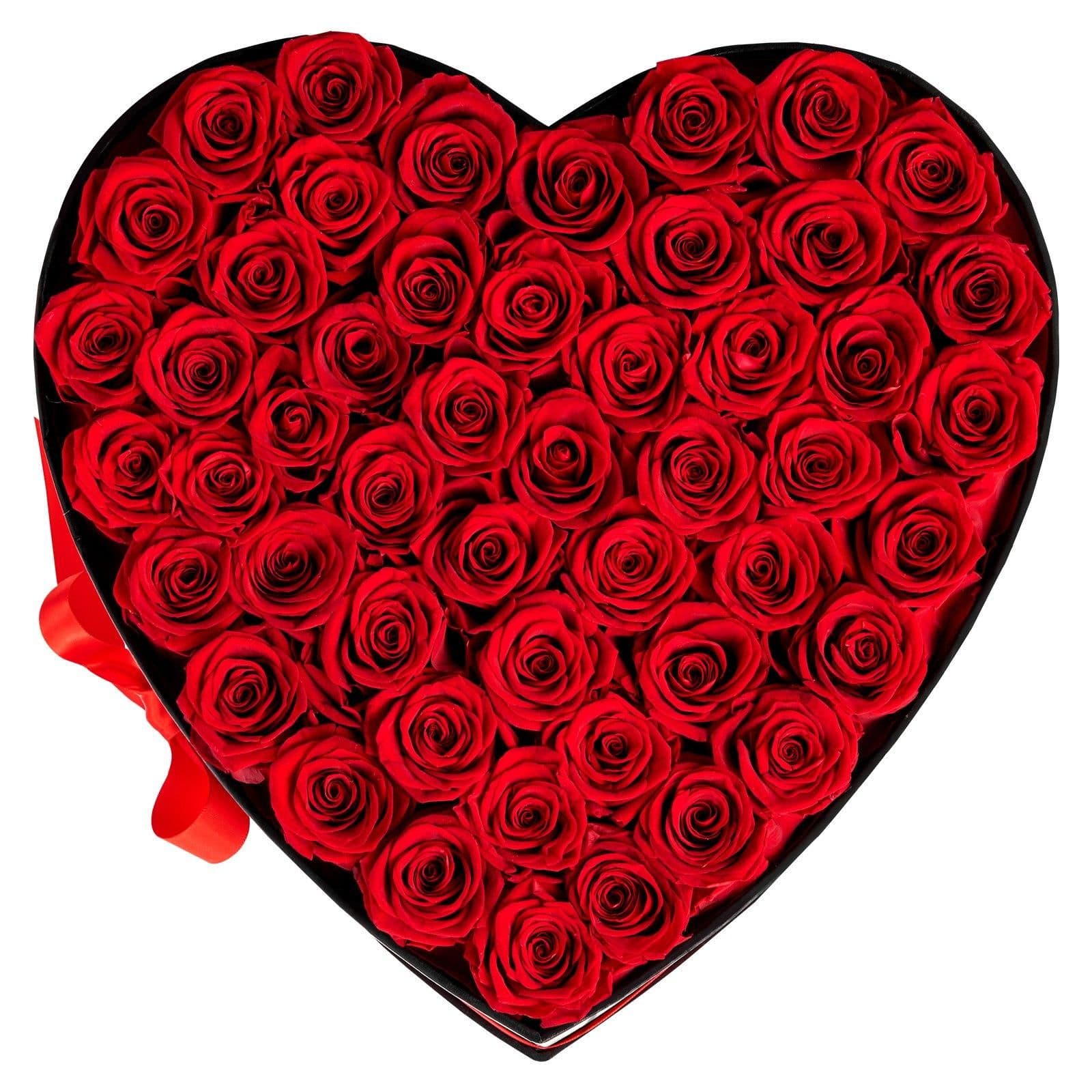 image-VEVOR Forever Flowers, 50 Preserved Roses in a Heart Shape Box, Eternal Flowers Immortal Bouquet Birthday Present for Delivery Prime Women Her Wife Mothers, Anniversary, Valentine's Day,Christmas, Red