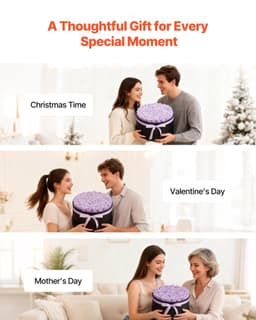 image-VEVOR Forever Flowers, 50 Preserved Roses in a Box, Eternal Flowers Immortal Bouquet Birthday Present for Women Her Wife Mothers, Anniversary, Valentine's Day,Christmas, Lavender Purple